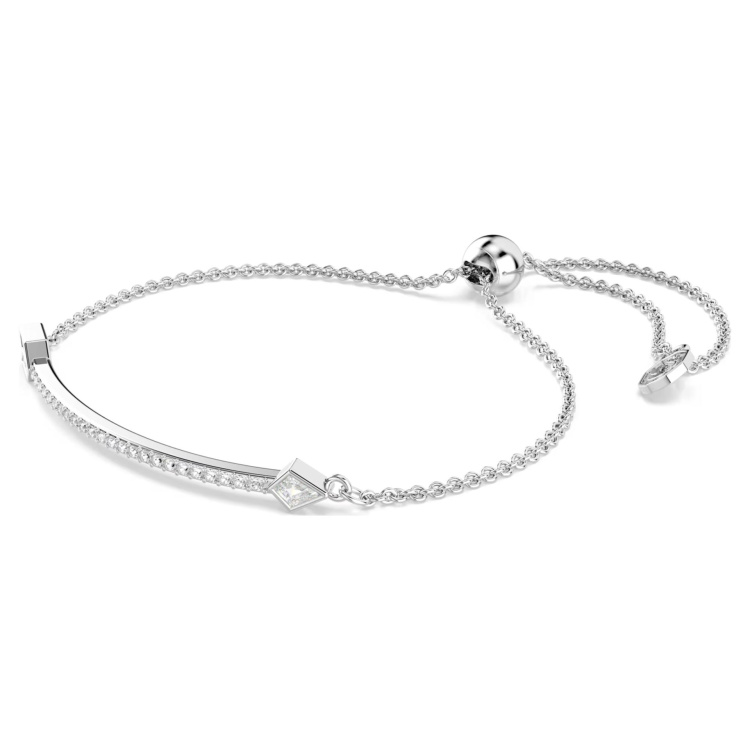 Idyllia bracelet Mixed cuts, Arrow, White, Rhodium plated